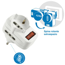Carica l&#39;immagine nel visualizzatore di Gallery, Electraline 71033 Adattatore Multipresa Tripla con Interruttore, Spina Bianco - Ilgrandebazar