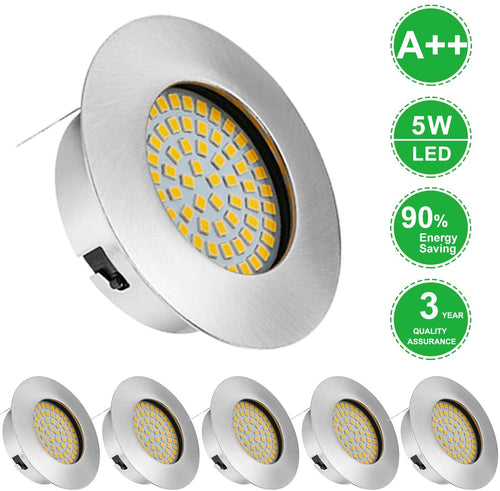 Gr4tec Faretti Led da Incasso Per Cartongesso 6 x 5W Luce Naturale 4500K, Faretto Led Incasso Soffitto Slim 230V, 400LM 68 x 2835 SMD Spot Incasso Led, IP20 Luci da Incasso Per Soggiorno