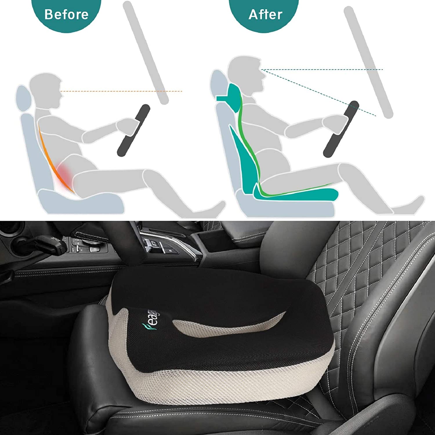 Feagar Cuscino per Sedile Memory Foam - Cuscino per Sedia Auto - Cusci –