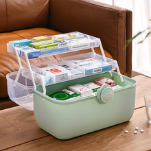 Carica l'immagine nel visualizzatore di Gallery, Cestino Portaoggetti in Plastica per Pronto Soccorso, Contenitore per Armadietto dei Medicinali in Plastica con Scomparti e Serratura, Organizzatore Trasparente per Kit di Pronto Soccorso di(verde)