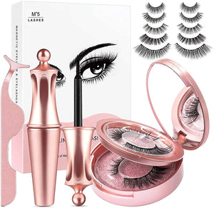 Ciglia magnetiche, kit per ciglia e eyeliner magnetici aggiornati Aikvigss, ciglia magnetiche con eyeliner, ciglia finte 5 paia con pinzette, facili da indossare