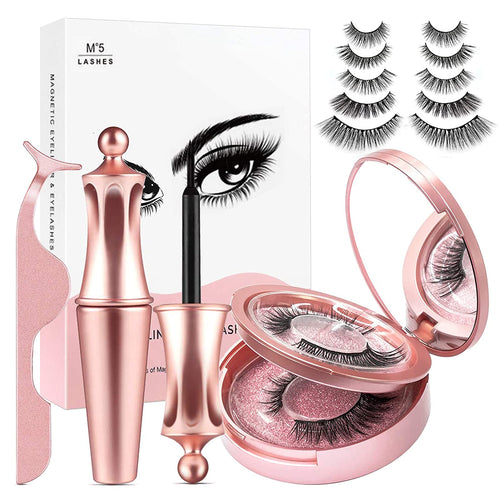Ciglia magnetiche, kit per ciglia e eyeliner magnetici aggiornati Aikvigss, ciglia magnetiche con eyeliner, ciglia finte 5 paia con pinzette, facili da indossare