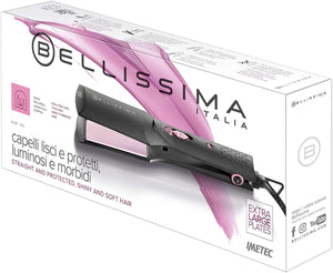 Imetec Bellissima B26 100 Piastra per capelli lunghi o difficili da disciplinare, formato extra large, rivestimento in ceramica, effetto liscio e brillante in una sola passata, 160° C - 230° C