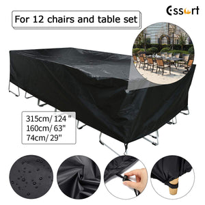ESSORT Copertura Tavolo Esterno 315x160x74cm 315x160x74cm, Nero - Ilgrandebazar
