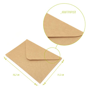 Japun - Buste (100 pezzi) in carta kraft vintage/senza C6 - 163 x 112 mm - Ilgrandebazar