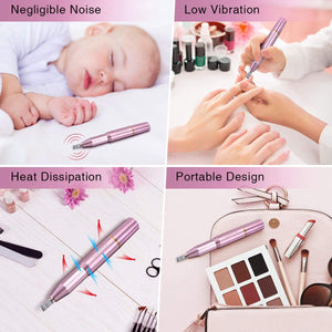 Fresa Unghie Elettrica, GLAMADOR Trapano Elettrico per Unghie Kit, Trapani e accessori elettrici per manicure, Professionale Portatile per Ricostruzione Unghie Manicure e Pedicure, 20000 Giri, Rosa