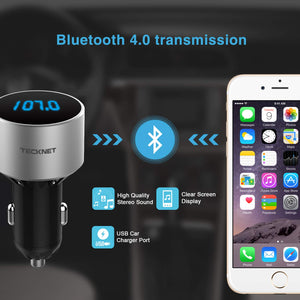 TECKNET Bluetooth FM Transmitter, Wireless Trasmettitore Radio con Argento - Ilgrandebazar