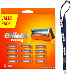 Gillette Fusion 5 Lamette da Barba, 12 Ricambi da 5 Lame, Delicatezza –