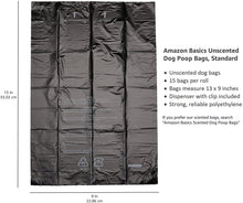 Carica l'immagine nel visualizzatore di Gallery, Amazon Basics - Sacchetti per bisogni dei cani, con dispenser e clip per guinzaglio,300 unità 300 Single