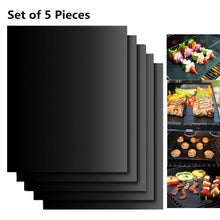 Carica l&#39;immagine nel visualizzatore di Gallery, EXTSUD BBQ Griglia Tappetini 40x33cm Set 5 Pz Stuoie 40 x 33 cm, Nero - Ilgrandebazar