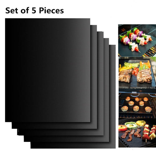 EXTSUD BBQ Griglia Tappetini 40x33cm Set 5 Pz Stuoie 40 x 33 cm, Nero - Ilgrandebazar
