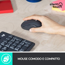 Carica l'immagine nel visualizzatore di Gallery, Logitech MK295 Kit Mouse e Tastiera Wireless, Tecnologia Silenttouch, Tastierino Numerico, Tasti Scelta Rapida, Tracciamento Ottico, Ricevitore USB Nano, Layout Italiano Qwerty, Grigio