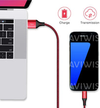 Carica l'immagine nel visualizzatore di Gallery, Cavo Micro USB, AVIWIS [3Pezzi 2M] Cavi Micro USB Rapida Ricarica Nylon Intrecciato Caricabatterie Android di Ricarica Compatible with Samsung Galaxy S7/S6/J7/Note5,Huawei,Nokia,Kindle Rosso
