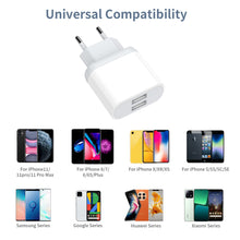 Carica l&#39;immagine nel visualizzatore di Gallery, Caricatore Replacement for iPhone 8 7 6 6S X XS 11 12 13 14 Pro Max Plus, iPad, 2-Pack Caricabatterie con 2M Cavo Carica Batteria 2.1A 5V USB Presa Spina Alimentatore Charger Caricabatteria Nisiyama