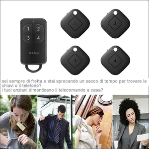 Key Finder, cercatore Chiave Portachiavi Wireless con 4 riceventi, Pet Black - Ilgrandebazar