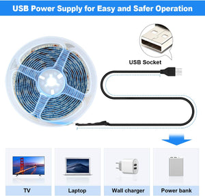 Striscia LED 3M, Hually 90 LEDs Strisce LED RGB 5050 con Telecomando RF,Sincronizza con la musica, 4 Modalità, Impermeabile USB alimentata LED Striscia per Decorazioni, Cucina, Festa, Natale, Bar ecc