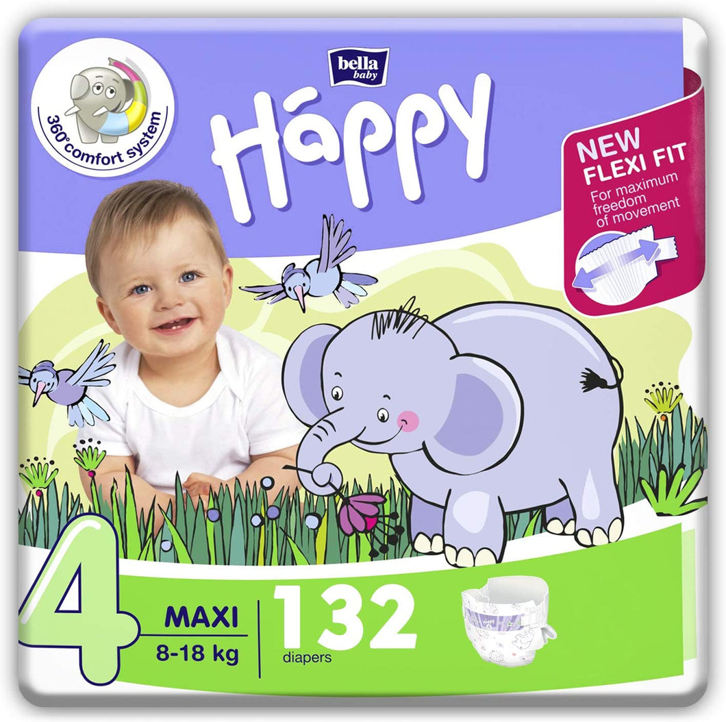 Bella Baby Happy - 132 Pannolini taglia 4 8-18kg
