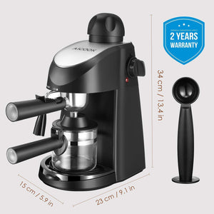 Macchina caffe espresso, Aicook 8 bar semiautomatica macchina 4-cup, Nero - Ilgrandebazar