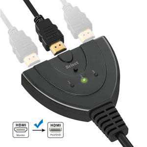 HDMI Switch | GANA Placcato Oro Splitter Cavo | 1080P, Nero - Ilgrandebazar