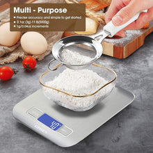 Carica l'immagine nel visualizzatore di Gallery, GPISEN Bilancia da Cucina Smart Digitale con Funzione Tare,5kg/11 lbs Professionale Acciaio Inox Alta Precision Bilancia Elettronica per la Casa e la Cucina,Argento,(2 Batteries Incluse)