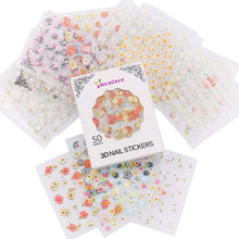 Carica l&#39;immagine nel visualizzatore di Gallery, Nicedeco Più di 1500 pezzi (50 fogli) Fiore / Farfalla / Pesci / Stelle / Gatto / Cranio/ Baffi / Pizzo 3D Sticker Adesivi per Unghie Nail Art / Scrapbooking / Adesivi del Premio per Bambini