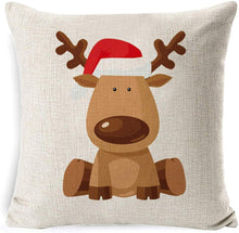 Carica l'immagine nel visualizzatore di Gallery, Yidaxing Natale Federa per Cuscini Cotone Biancheria 4 Pack Buon Natale Babbo Alce per divani Decorativo Biancheria Cuscino copricuscini Divano Caso Federa(45x45cm)