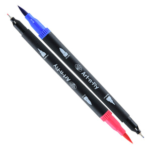 25 Dual Brush Pen Pennarelli Punta Fine per Disegno Doppia nero - Ilgrandebazar