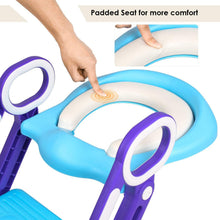 Carica l'immagine nel visualizzatore di Gallery, BAMNY Riduttore WC per Bambini con Scaletta Pieghevole, Kit Toilette Trainer Step Up con Cuscino Tenero Modello Universale (Azzurro)