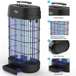 VIFLYKOO Zanzariera Elettrica,Lampada Antizanzare Elettrico Insetticida 18w 80㎡ con Luce UV e Cassetto Raccogli,Trappola per Insetti per Interni di Grandi Dimensioni per Casa Giardino Interno Esterno