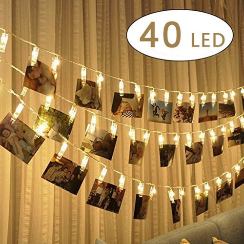 Cookey LED Foto Clip Stringa Illuminazione - 40 Clips 5M 3 AA Batterie - Ilgrandebazar