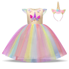 Carica l'immagine nel visualizzatore di Gallery, NNJXD Ragazza Unicorno Ruffles Fiori Festa Cosplay Abito da Sposa Vestito... - Ilgrandebazar