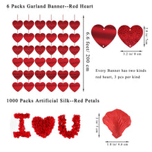 Carica l&#39;immagine nel visualizzatore di Gallery, Kit decorazioni per San Valentino 1000 pezzi Petali di rosa rossa 10 pezzi... - Ilgrandebazar