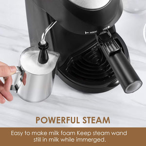 Macchina caffe espresso, Aicook 8 bar semiautomatica macchina 4-cup, Nero - Ilgrandebazar