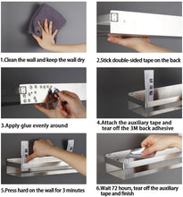 Carica l'immagine nel visualizzatore di Gallery, Bestdon Mensola Doccia - Mensole Bagno Inox Autoadesivo Organizzatore da Parete Acciaio Inossidabile SUS 304 Portaoggetti, Senza Foratura, Spazzolato,30 cm