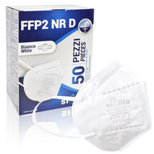 Carica l&#39;immagine nel visualizzatore di Gallery, SIBILLA 50 Pezzi Mascherine FFP2 NR D Bianche Certificate CE0465 Ente Italiano, Mascherine FFP2 Made in Italy per Adulti a 5 Strati in Confezioni Singole