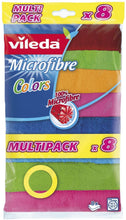 Carica l'immagine nel visualizzatore di Gallery, Vileda Microfibre Colors, Panni in Microfibra, Lavabili in Lavatrice, Riutilizzabili, Multicolore, 30x 30 cm , 8 Pezzi