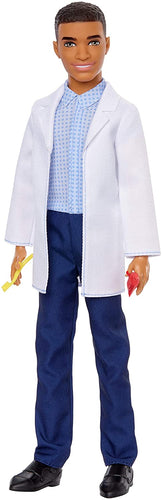 Barbie- Bambola ​Ken Dentista con Capelli Castani, Camice e Accessori, Giocattolo per Bambini 3+ Anni, GJL66