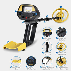 INTEY Metal Detector - Rilevamento Dual Mode, Bobina di Ricerca Giallo - Ilgrandebazar