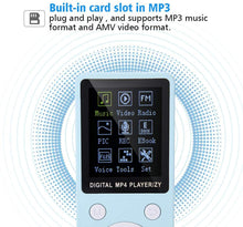 Carica l&#39;immagine nel visualizzatore di Gallery, Lettore MP4 Mini Lettore Musicale Portatile Supporto Scheda TF da 32 GB con Tempo di Standby Lungo(Blu)