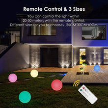 Carica l&#39;immagine nel visualizzatore di Gallery, Albrillo RGB Luci Solari Esterno - LED Lampada Solare Esterno Diametro 40 cm con Telecomando, 8 Colori Regolabili, USB Ricaricabile, IP68 Impermeabile, Lampada Sfera Giardino per Piscina, Spiaggia 40CM