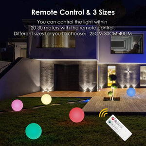 Albrillo RGB Luci Solari Esterno - LED Lampada Solare Esterno Diametro 40 cm con Telecomando, 8 Colori Regolabili, USB Ricaricabile, IP68 Impermeabile, Lampada Sfera Giardino per Piscina, Spiaggia 40CM