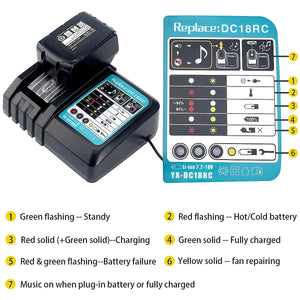 2 X 18 V 5,0 Ah BL1850 batteria di ricambio con caricatore 3A per makita... - Ilgrandebazar
