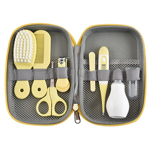 Set per la Cura del Bambino, MKNZOME 8 pezzi Accessori Neonato per la Cura del Neonato Bambino Spazzola Forbicine Set per la Cura Delle Unghie con borsa da trasporto per viaggio, Asilo, uso domestico