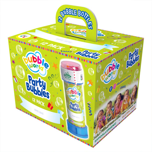 Dulcop- Party Bubbles Confezione da 12pz. Bolle di Sapone Made in Italy, Multicolore, 414.0720000
