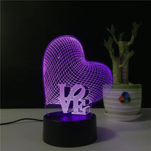 Carica l&#39;immagine nel visualizzatore di Gallery, ledmomo 3d cuore forme luci notturne 7 colori cambia LED lampada Wie Gezeigt - Ilgrandebazar