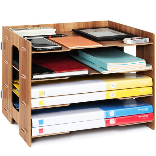 Tonsmile Organizzatore da Scrivania Legno A4 Portadocumenti Organizer Marrone - Ilgrandebazar