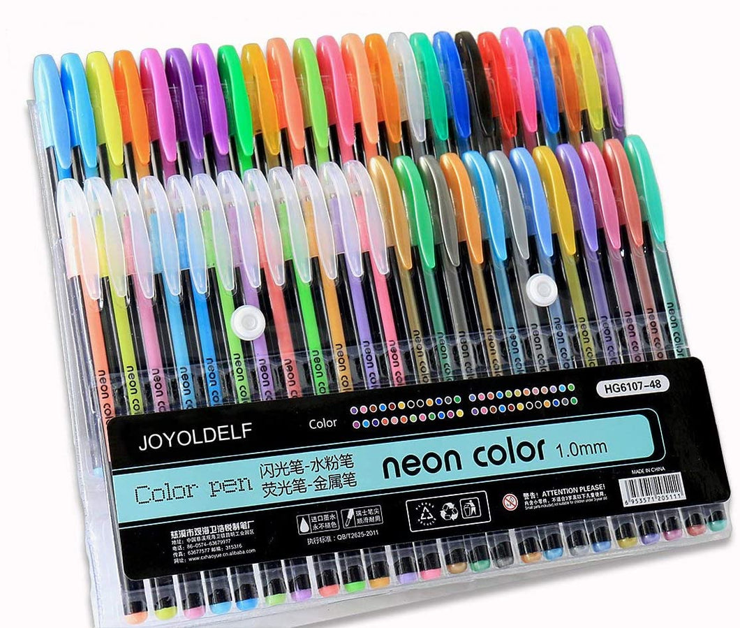 Set di 48 penne gel colorate - glitter, metallico, 48color-1,0mm
