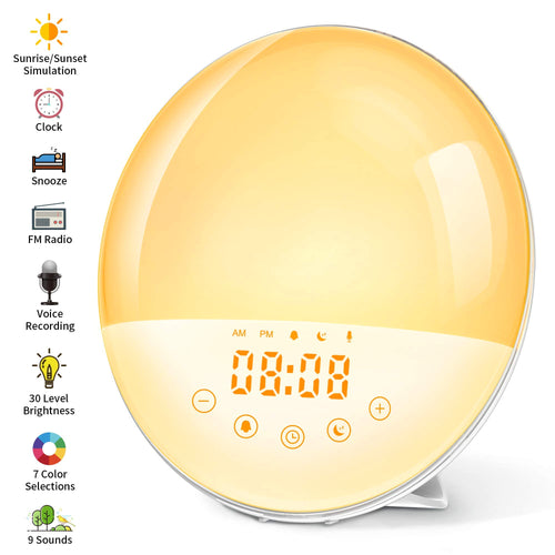 Wake Up Light, Luce Sveglia Funzione di Registrazione 9 Suoneria 30 Livelli... - Ilgrandebazar