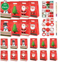 Carica l&#39;immagine nel visualizzatore di Gallery, SPECOOL 20 Pezzi Sacchetti Regalo di Carta Natalizia Sacchetti Regalo per Bambini in 4 Disegni con DIY Pen + Adesivi con Tag Regalo di Natale per bomboniere Natalizie (Pupazzo di Neve di Natale)