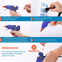 Carica l'immagine nel visualizzatore di Gallery, [50-Pezzi-Stick] Pistola Colla a Caldo,TOPELEK Mini Pistola a Caldo con 50 Pezzi Stick di Colla Alta Temperatura Pistola a Colla Grilletto Flessibile Per Fai Da Te Arti e Mestieri Progetti (20W, Blu)